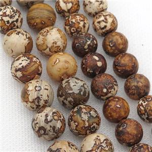 Round Agate Beads Smooth Woodskin Dye, 14mm dia, approx 28pcs per st