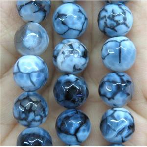dragon veins Agate Beads, faceted round, white, approx 14mm dia, 15.5 inches