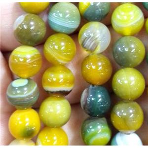 yellow striped agate beads, yellow, approx 6mm dia