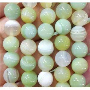 striped green agate bead, round, approx 8mm dia
