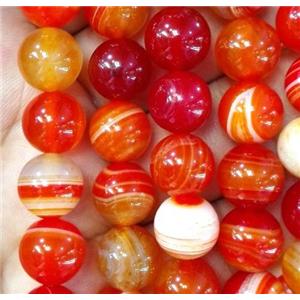 round red Striped Agate beads, approx 12mm dia, approx 31pcs per st