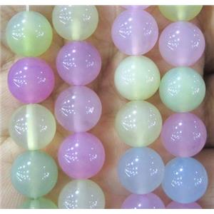 round agate beads, mixed color, approx 10mm dia