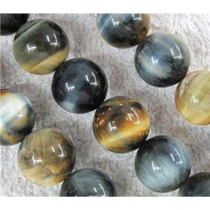 golden and blueTiger Eye stone beads, A Grade, round, approx 12mm dia, 31pc per st
