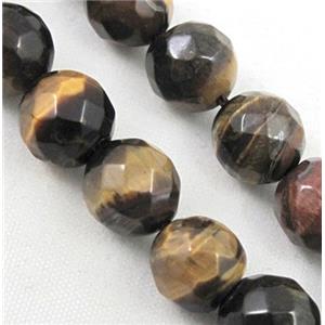 tiger eye beads, faceted round, AB grade, approx 10mm dia, 15.5 inches
