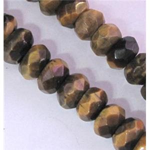 tiger eye bead, faceted rondelle, approx 4x6mm, 15.5 inches
