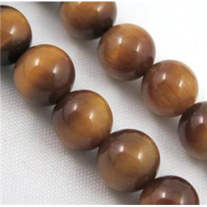 yellow tiger eye beads, round, AA-grade, approx 14mm dia
