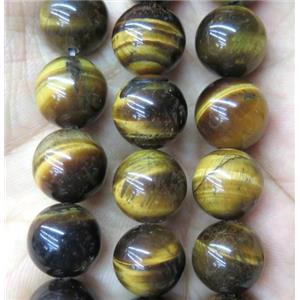 natural yellow Tiger eye stone beads, round, AB grade, approx 10mm dia, AB grade