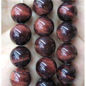 natural red Tiger eye stone beads, round, AB grade, approx 16mm dia, AB grade