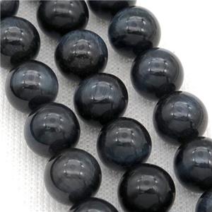 Tiger Eye Stone Beads Smooth Round Inkblue Natural Color, approx 10mm dia