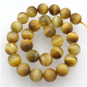 Natural Tiger Eye Stone Beads Golden Dye Smooth Round, approx 14mm dia