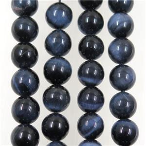 natural blue Tiger eye stone beads, round, approx 12mm dia
