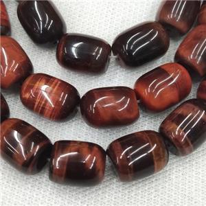 red Tiger eye beads, barrel, AB-grade, approx 10x14mm