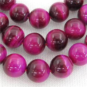 hotpink Tiger eye stone beads, round, approx 6mm dia