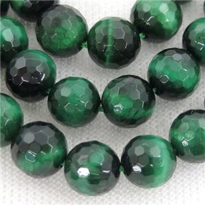green Tiger eye stone beads, faceted round, approx 8mm dia