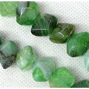 Agate stone beads, freeform, green, approx 12x18mm