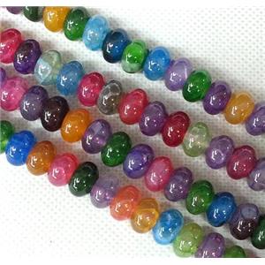 Agate rondelle Beads, mix color, approx 10x14mm