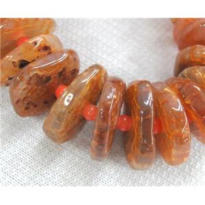 agate beads for necklace, heshi, orange, approx 15-25mm