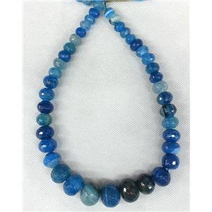 blue Agate rondelle beads Necklace Chain, approx 12-20mm