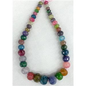 Agate rondelle beads Necklace Chain, mix color, approx 12-20mm