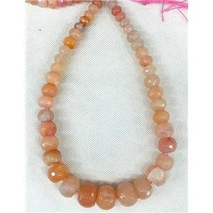 pink Agate rondelle beads Necklace Chain, approx 12-20mm