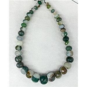 green Druzy Agate rondelle beads Necklace Chain, approx 12-20mm