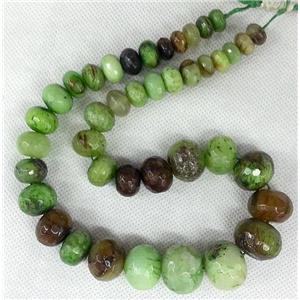 green Agate beads Necklace Chain, faceted rondelle, approx 10-20mm