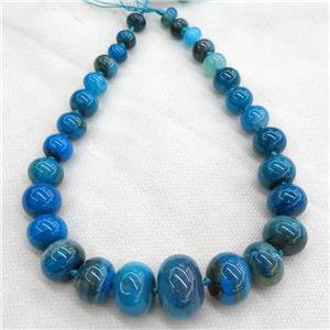blue Agate graduated beads, rondelle, dye, approx 12-28mm