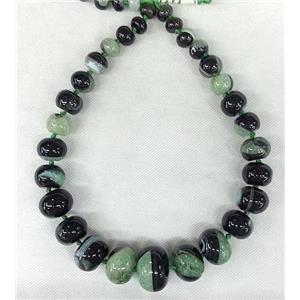 green Druzy Agate rondelle beads necklace chain, approx 12-28mm