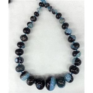 blue Druzy Agate rondelle beads Necklace Chain, approx 12-28mm