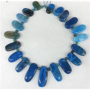 blue Agate stick beads Necklace Chain, approx 14x25mm. 15x50mm