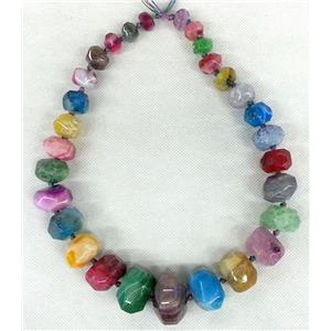 Agate Necklace Chain, rondelle, mix color, approx 14-30mm