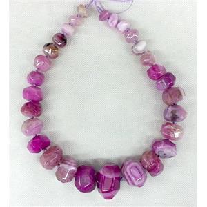 hotpink Agate Necklace Chain, rondelle, approx 14-30mm