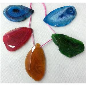 Rock Agate pendant, Slice, freeform, mixed color, approx 35-70mm