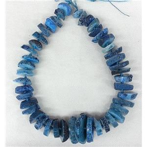 blue Rock Agate beads necklace chain, heishi, approx 16-35mm