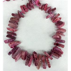pink Rock Agate heishi beads chain necklace, approx 16-35mm