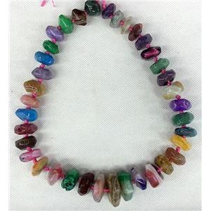 Agate bead chain necklace, heishi, mixed color, approx 14x28mm