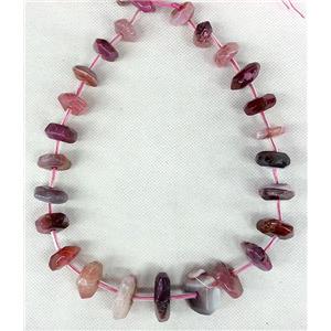 Agate beads chain necklace, heishi, pink, approx 14x28mm
