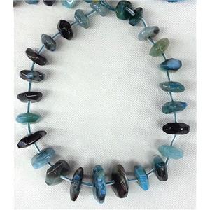 Agate heishi beads chain necklace, freeform, approx 14x28mm