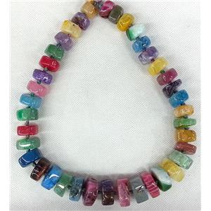 Agate heishi beads chain necklace, mixed color, approx 15-23mm