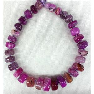 hotpink Agate stone beads chain necklace, approx 15-23mm