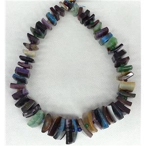 Agate stone beads chain necklace, chips, mixed color, approx 18-30mm