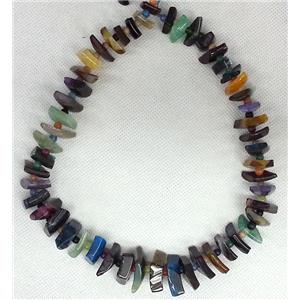 Agate stone beads necklace chain, square, mix color, approx 18-30mm