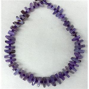 purple Agate stone beads chain necklace, square, approx 18-30mm