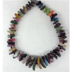 Agate Slice chain necklace, chips, mixed color, approx 18-30mm