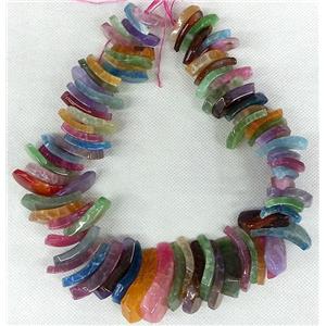 Agate Slice necklace chain, chips, mixed color, approx 20-45mm