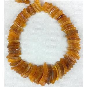 orange Agate Slice beads chain necklace, chips, approx 20-45mm