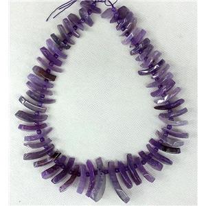 purple Agate Slice beads chain necklace, approx 20-45mm