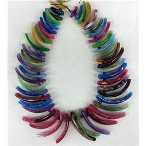 Agate Slice necklace chain, chips, mixed color, approx 30-45mm