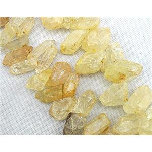 yellow Crystal Quartz chip beads, dye, approx 12-30mm