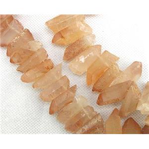 clear quartz stone bead for necklace, freeform, electroplated, approx 12-30mm